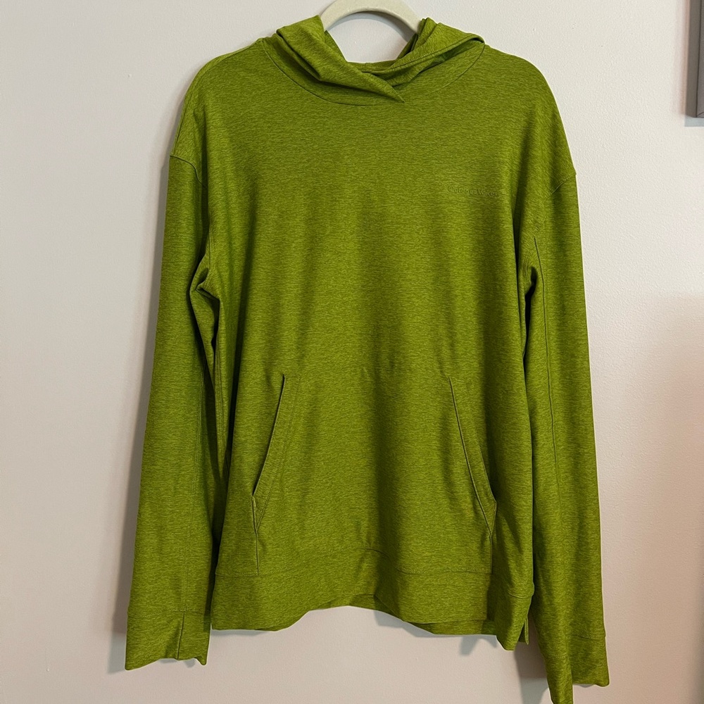 Outdoor Voices Mens Medium Green Heather Stretch Kangaroo Pocket Pullover Hoodie